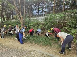파주시 운정1동 실버경찰대 봉사단, 마을 정원 가꾸기에 구슬땀 기사 이미지