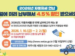 파주시, 자동차세 1월 연납하면 ‘최대 절세’ 기사 이미지