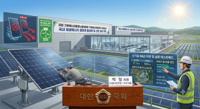 박정 의원 “ 국내 재생에너지 생태계를 위해 국내 태양광 기업에 보조금 및 신기술 R&D 지원 필요 ”